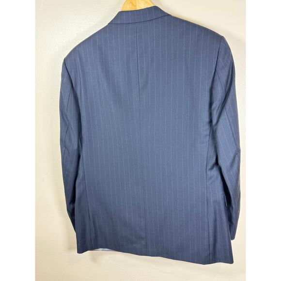 Oscar De La Renta Profile Men’s Suit Jacket Pin Stripe Navy Blue Wool 38S 30W - Picture 3 of 9